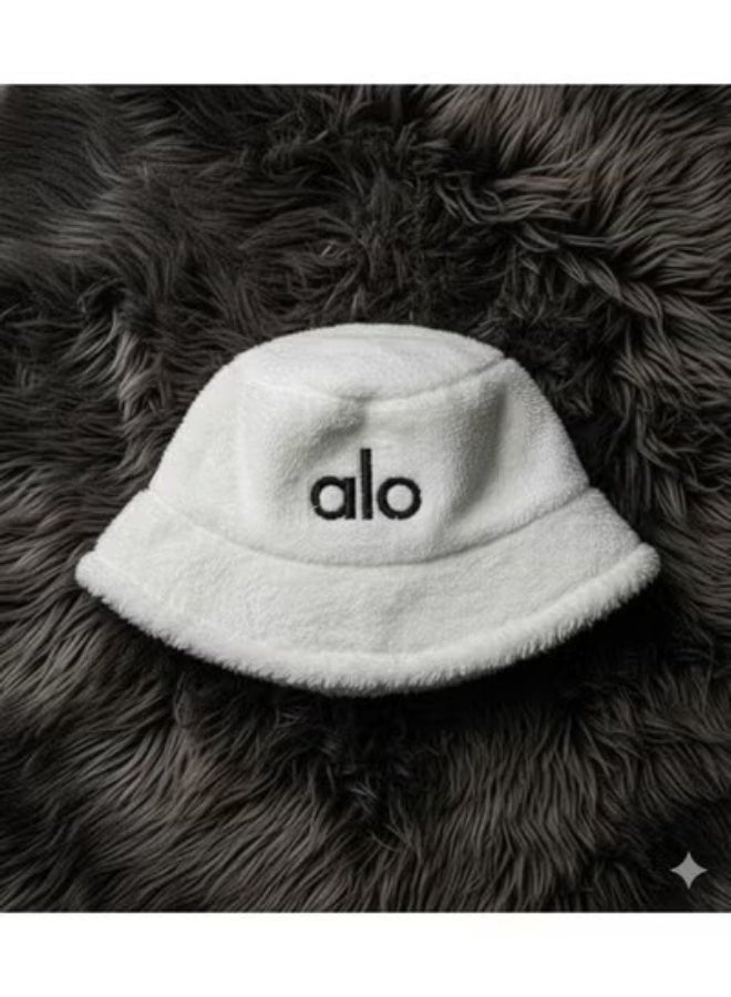 alo Luxury winter fur bucket hat with Alo logo - soft and warm material, stylish unisex design, perfect for winter and everyday outings with a distinctive casual style (white) - Image 5